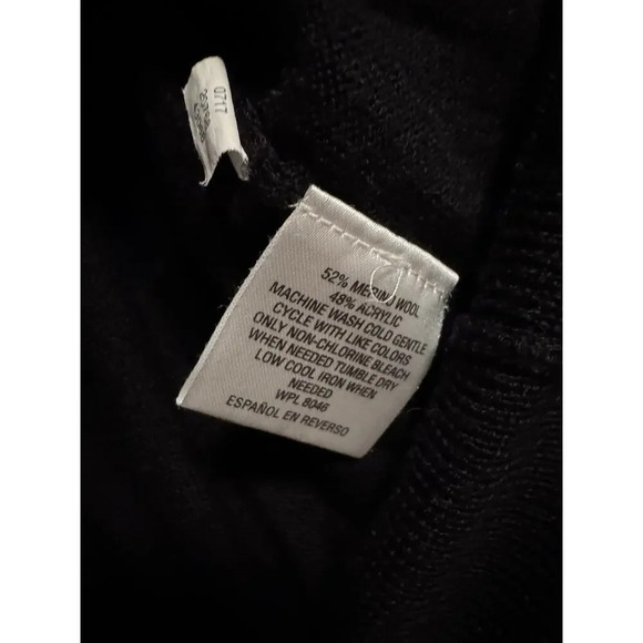 Merino Wool Sweater Size Small Black Mens 1/4 Zip Mock Neck Thermal Pullover - Picture 3 of 6